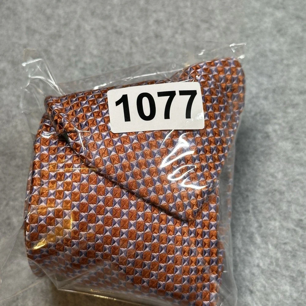 Vintage Tommy Hilfiger Silk Tie Orange Blue Geometric USA‎ Made 60x3.6in